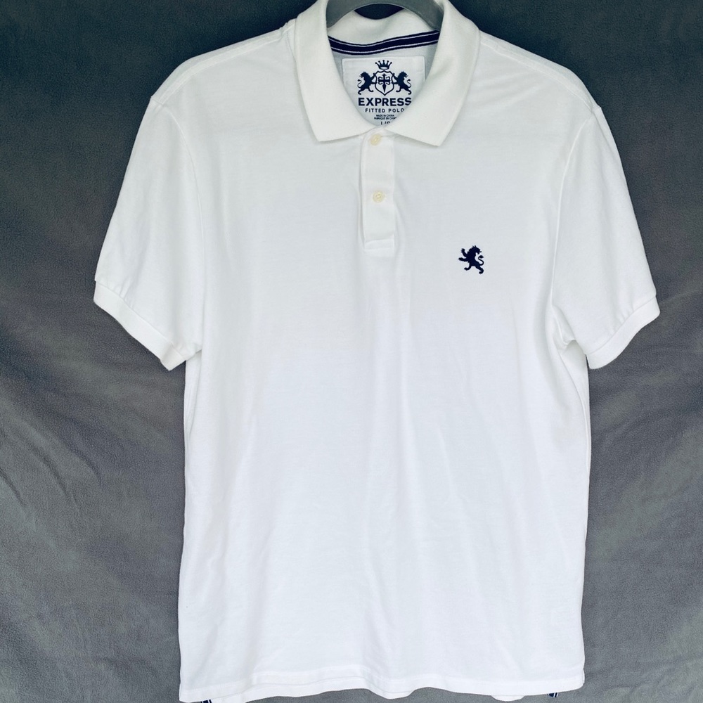 Express fitted white polo